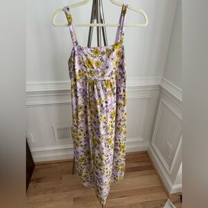 LOFT Floral Purple and Yellow Maxi Sundress size 2